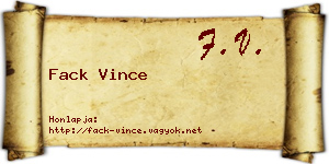 Fack Vince névjegykártya
